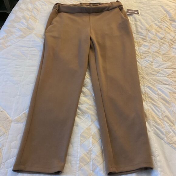 NWT S camel knit pants, elastic waist, pull on, Petite - Picture 11 of 13
